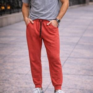 Zella Red Sweatpants with Elastic Waistband and Tapered Legs